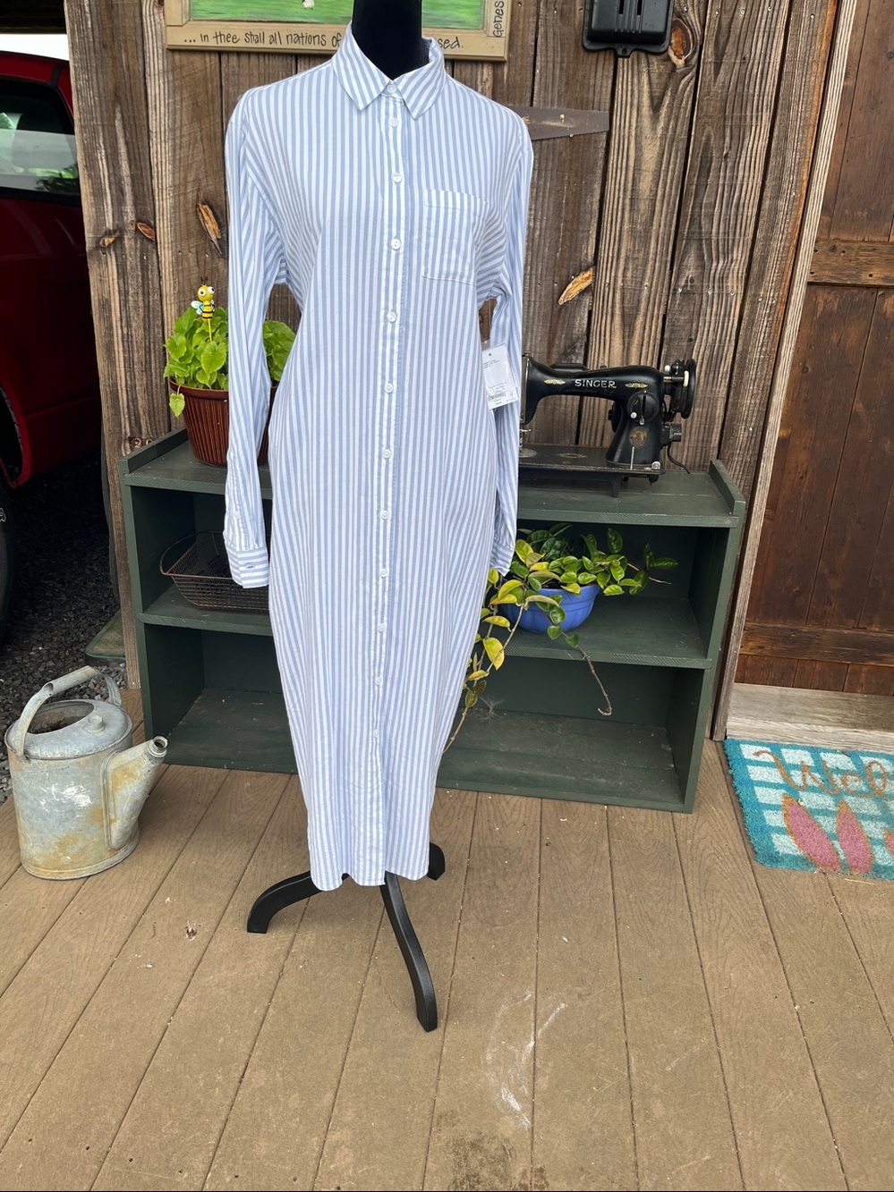 Maternity dress XS  Extra Small Sonoma blue and white stripe NWT 2021